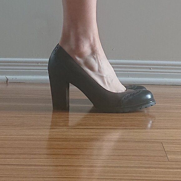 [EUC] GEOX Respira Amphibiox Leather/Suede Block Heel Pumps - Picture 7 of 7